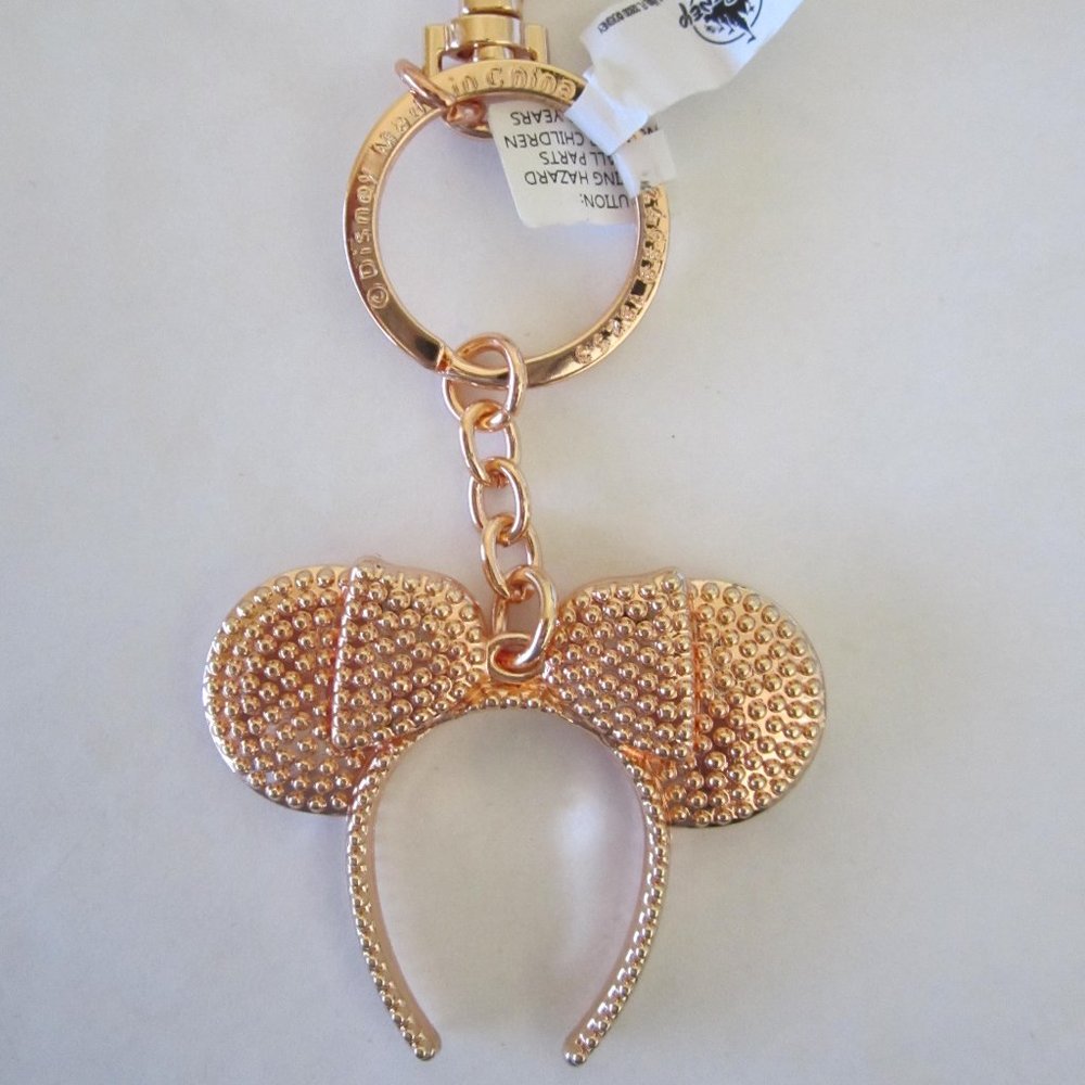 Disney Minnie Mouse Red Bow or Gold Bow Headband Ear Keychain - Picture 5 of 6